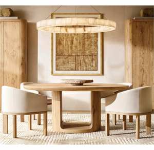 Современный круглый деревянный обеденный стол из дуба середины века с креслом мебель обеденный стол набор на 4 6 мест - Product Image 1