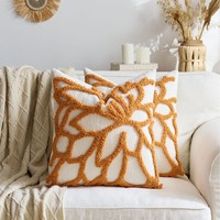 Housse de coussin tissée style ferme, mignonne, minimaliste, collection neutre, capitonnée avec pompons, pour canapé, divan, chambre