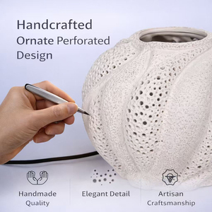 Handmade White Ceramic <b>Table</b> Lamp Sea Urchin Shape Decorative Ambient <b>Light</b> for Bedroom Living Room Hotel indoor lighting - Product Image 4