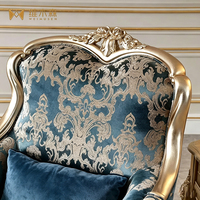 Fauteuil de loisirs de style européen, villa de campagne américaine, fauteuil individuel rembourré en bois massif sculpté à la main, jacquard
