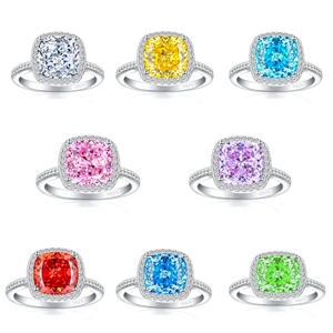 Anillo Halo con Corte Cojín de Plata de Ley S925 con Aspecto de Moissanita para Mujer, Joyería de Compromiso de Lujo - Product Image 2