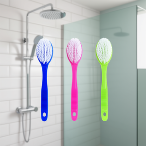 Brosse de bain ovale Zaa avec long manche pour adultes, éponge exfoliante en plastique, couleurs assorties, modèle At-6807, 34*7 cm, emballage en vrac - Product Image 2