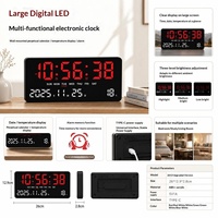 Horloge murale électronique multifonctionnelle LED, grand écran affichant la date, la température, luminosité à trois niveaux, réveil moderne