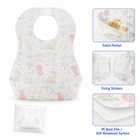 Bavoirs jetables pour bébé avec poche de récupération des aliments, emballés individuellement, imperméables en polyester/coton, toutes saisons, portables, pour tout-petits, vente en gros