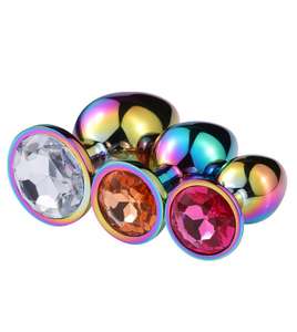 Juguete Sexual <span class=keywords><strong>Anal</strong></span> de Cristal con Forma Redonda, Base de Diamante, para Juegos Eróticos - Product Image 3