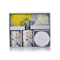 Yellow Flower Designer Bathroom Accessories Set, Hot Sales