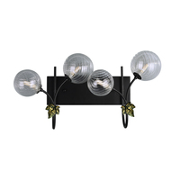 Lampe murale décorative moderne PW24006-4, 4*G9, 110-240V, métal noir mat, abat-jour en verre transparent, CRI 90 élevé, salon