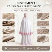Tops Vogue Dubaï Vêtements Islamiques Robe de Prière Musulmane en Dentelle Haut Décontracté d'Été en Crêpe Brodé Écologique Respirant
