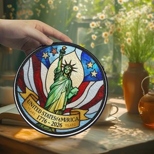 Colgante de Vitral con Diseño de la Estatua de la Libertad, 250 Años de América 1776-2026 - Product Image 3