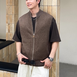 Versatile Full Zip Knit <b>Vest</b> for <b>Men</b>, Lightweight Polyester Acrylic Nylon Blend <b>Sleeveless</b> Cardigan Gilet for Layered Spring - Product Image 6