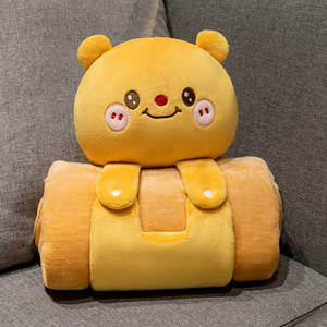 ผ้าห่มหมอน 2-in-1 ลายสัตว์น่ารัก ผลิตตามสั่ง ขายส่ง ผ้าฟลานเนลโพลีเอสเตอร์ 100% เนื้อนุ่มพิเศษ บรรจุในถุง PP Cotton OPP ช่วยคลายเครียด - Product Image 4