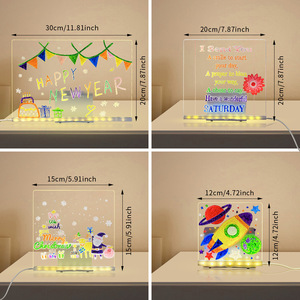 Kreatives LED-Acryl-Nachrichtenbrett für Kinder zum Zeichnen, Schreiben und Notieren – Acryl-Display für Heimdekoration oder Geschenkset - Product Image 2