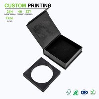 Caja Magnética Rígida Negra Personalizada con Logotipo UV Localizado e Inserto Circular de Espuma para Exhibición de Monedas y Distintivos, Suministro al por Mayor