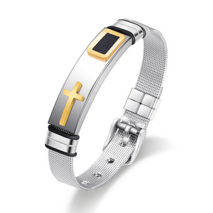 Pulsera de Malla Cruzada de Acero Inoxidable de 10 mm, Ajustable, Unisex, Regalo, Joyería, Color Plata, Oro, Negro - Product Image 2