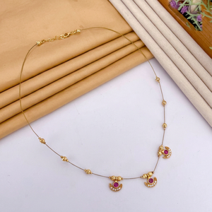 Collier pendentif élégant plaqué or avec strass rouge et perles de cristal pour femme, bijoux cadeau - Product Image 1