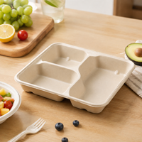 Boîte alimentaire en canne à sucre Kraft 1100ml 37oz 1400ml 47oz 3 4 5 compartiments sans revêtement, boîte à lunch, vente en gros, directement de l'usine, en vrac