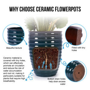 Pots de fleurs en céramique de style américain moderne, faits à la main, écologiques, légers, finition noire brillante, pour la maison et le jardin - Product Image 5