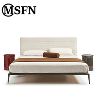 Cama Flotante Minimalista con Tapicería de Tela, Estructura Suspendida Resistente para Dormitorios Modernos, Hoteles, Villas MSFN MB-X30