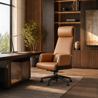 Chaise de bureau de direction de luxe à dossier haut, inclinable et pivotante, avec appui-tête et accoudoirs rembourrés