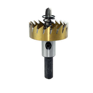 Broca de corona de 38 mm con acabado dorado, vástago hexagonal de 10 mm, mandril de pinza de resorte para perforación de madera - Product Image 1