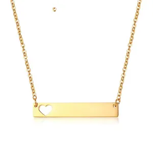 Lamoon — collier barre avec pendentif en cœur personnalisé, collier en acier inoxydable plaqué or, chaîne, bijoux, nouvelle mode, 2020
