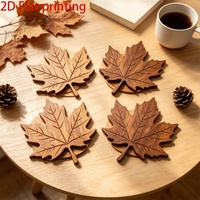 Sous-verre élégant en bois en forme de feuille d'érable, résistant à la chaleur, fabriqué en Chine, idéal pour Noël