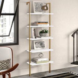 Estantería moderna de <span class=keywords><strong>madera</strong></span> de roble de 5 estantes, superventas, <span class=keywords><strong>escalera</strong></span> abierta de montaje en pared con marco de Metal negro Industrial para comedor - Product Image 2