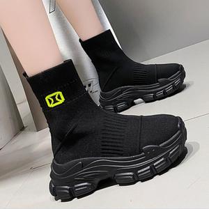 Vendita calda di nuovi stivali da <span class=keywords><strong>donna</strong></span> a maglia con suola spessa con altezza e stivaletti sportivi casual scarpe a maglia - Product Image 1