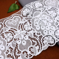 Dentelle chimique personnalisée, broderie blanche, dentelle en polyester pour vêtements féminins