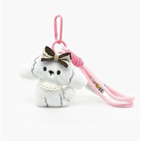 Pendentif chiot en peluche ODM, poupée caniche mignonne avec nœud, breloque décorative, porte-clés, accessoire de sac, jouet anti-stress en peluche