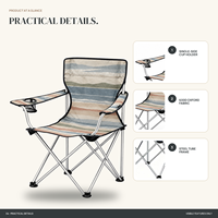 Chaise de jardin pliable robuste avec accoudoirs, porte-gobelet et motif logo personnalisé pour le glamping et les centres de villégiature