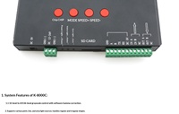 Controlador LED RGB Programable de 8 Puertos K-8000C, Controlador de Píxeles LED con Tarjeta SD para Tiras de Luces LED RGB de Color Pixel SPI/DMX512