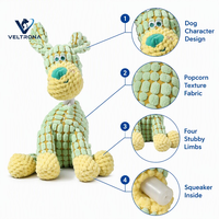 Jouet en peluche couineur pour chien vert, texture popcorn, à mâcher, interactif pour animaux de compagnie, accessoires pour chiots, vente en gros
