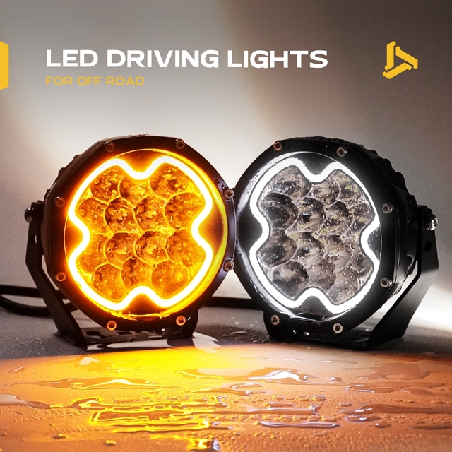 5 Inch Amber LED Pod Auxiliary Driving Fog Work Light Combo for Jeep Wrangler Bronco UTV Truck Car Off-Road 4X4 A-Pillar Ditch