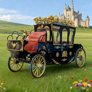 Chariot de luxe noir style Victoria rétro pour mariages, services de Noël et transport spécial - Product Image 1