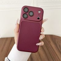 Étui de téléphone antichoc en cuir de luxe texturé TPU pour iPhone 17 16 Plus 15 14 13 12 18 Pro Max avec protection d'objectif et coque blindée mate