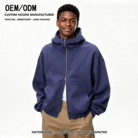 Sweat à capuche boxy pour homme à manches courbées, en polaire, avec double fermeture éclair, pour automne-hiver, fabrication OEM, faible MOQ, livraison rapide