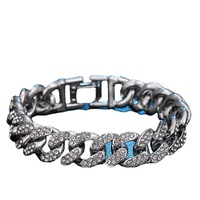 Bracelet unisexe en acier inoxydable avec breloque religieuse en diamant, fermoir à boucle, style hip-hop super cool, idéal pour cadeau, fête, mariage, anniversaire