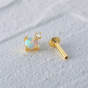 Fashion S925 Silver Jewelry Mini <b>Glitter</b> Opal Stone Earrings Round <b>Ball</b> Shape Opal Stud Earrings for Women - Product Image 4