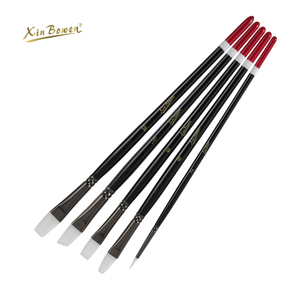 Xin Bowen pincel 5 piezas mango largo <span class=keywords><strong>blanco</strong></span> Nylon pelo abedul madera artista pintura pincel para acrílico acuarela arte pintura - Product Image 1