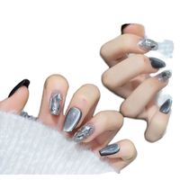 Nouveauté Automne, 10 pièces de faux ongles de luxe faits à la main, style français 3D, formes pointues, cercueil, ovale, amande, à presser