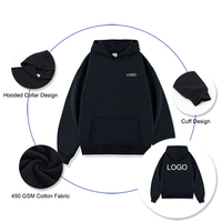 Sweat à capuche épais pour homme, imprimé sur demande, coupe oversize, sans cordon de serrage, 450g