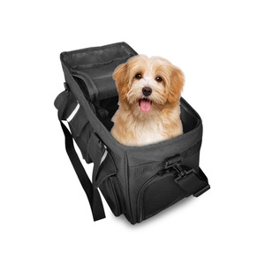 Pet Carrier Soft-Sided <b>Black</b> Canvas Dog Cat Travel Bag Portable Crossbody <b>Backpack</b> For <b>Small</b> Pets - Product Image 3