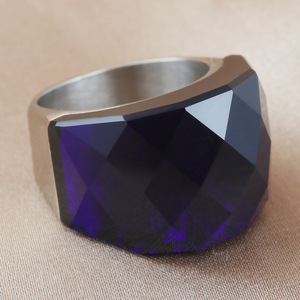 Men's <b>Titanium</b> Steel Geometric <b>Ring</b> <b>Black</b> Stone Punk Style Jewelry Gift - Product Image 3