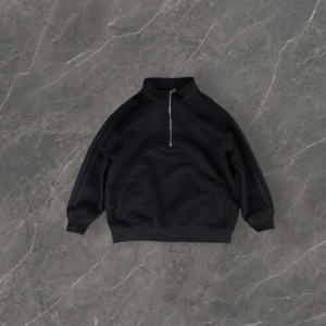 Sudadera Holgada de Otoño con Cierre de Cremallera 1/4, Cuello Solapa, Tejido de Mezcla de Polialgodón - Product Image 3