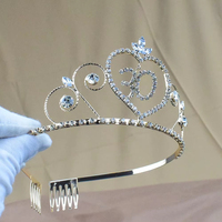 Couronnes d'anniversaire en cristal pour filles, prix d'usine abordable, pour 18, 21 et 30 ans, couronne de princesse, diadème d'anniversaire, couronne d'anniversaire numérique en forme de cœur