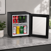 Mini-réfrigérateur portable électrique en acier inoxydable de 30 litres avec porte vitrée, certifié CE, faible niveau sonore, compact pour usage domestique