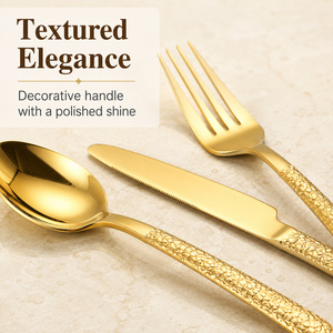 Smooth Polished Eco-Friendly Reusable Stainless Steel <b>Flatware</b> <b>Set</b> 4-Piece Retro Home Party Catering Use - Product Image 3