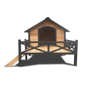 Casa de perro grande con porche de tamaño grande, refugio para perros elevada de madera XL - Product Image 4