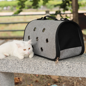 Soft-Sided Pet Carrier Gray Oxford Fabric Foldable <b>Cat</b> Dog Transport Bag <b>Backpack</b> Crossbody Design - Product Image 1